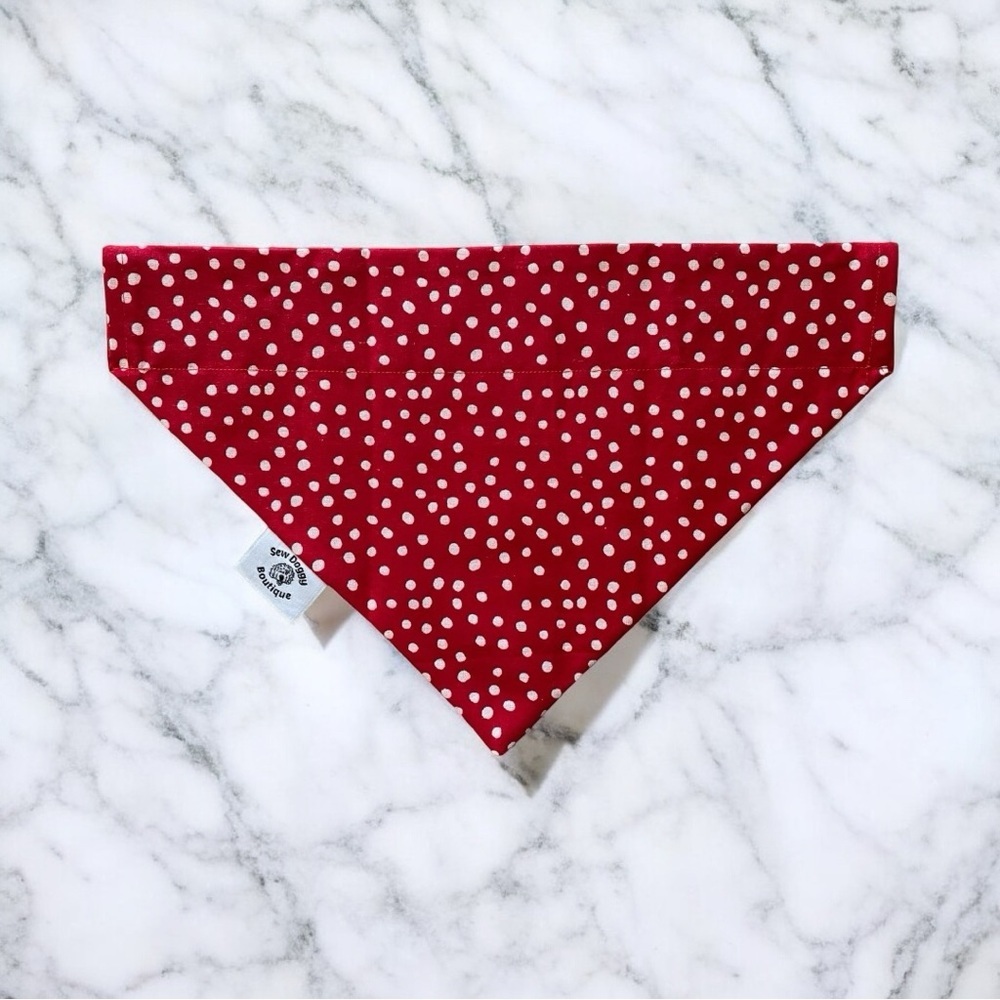 DOG Bandana - Final Rose Material & Red Polka Dots (Reversible) - Size L Large - Picture 2 of 2
